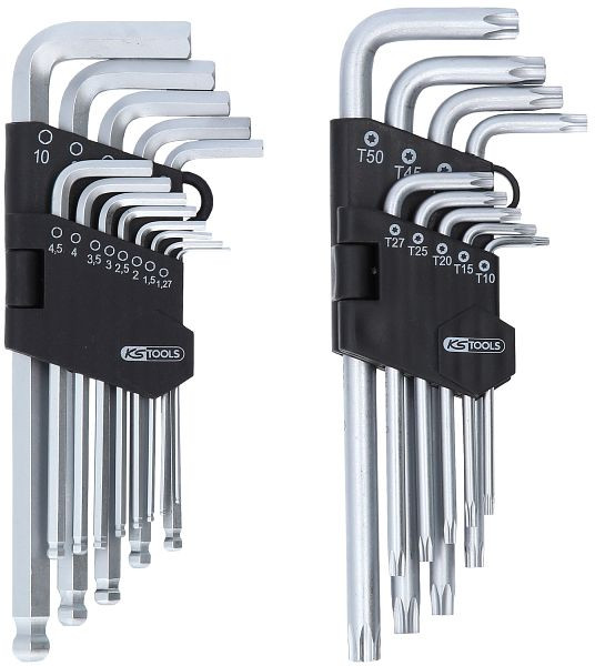 KS Tools Jeu de clés coudées, Torx, six pans creux, 22 pièces, 151.4000