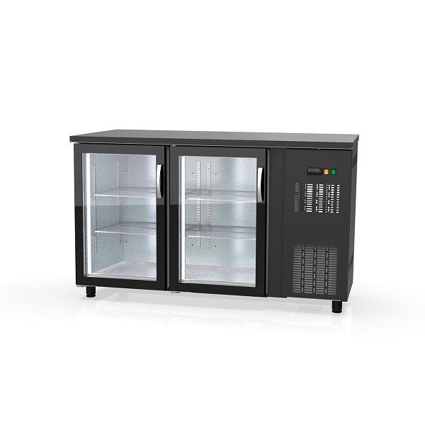 Table réfrigérée de bar Vaiotec TOPLINE 530 noir / 2 portes vitrées, 148,5x53x85 cm, 11411
