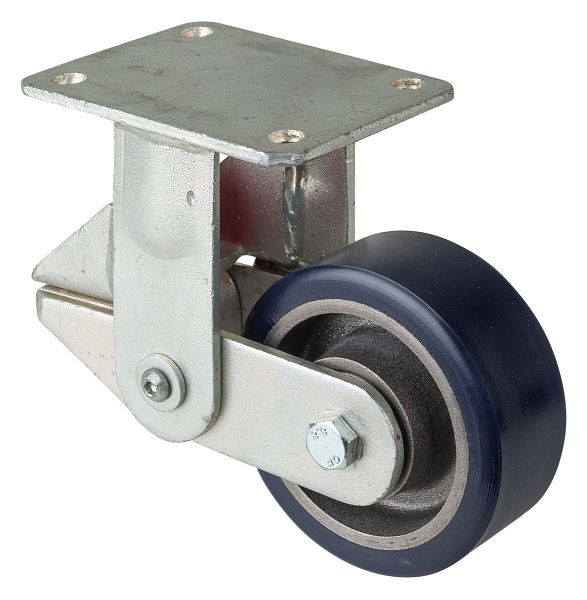 Roulettes BS Roulette robuste suspendue, roulette fixe, largeur 50 mm, Ø125 mm, jusqu'à 400 kg, polyuréthane coulé 78 Shore A, corps de roue coulé, roulement à billes, T110.C11.125