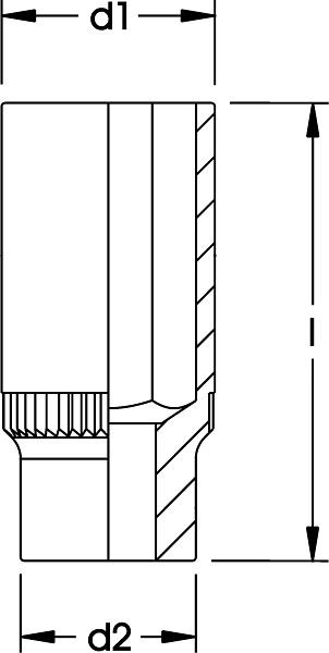 Insert de clé à douille ELORA 1/2 ", très profond, 12 points, 770, taille: 11/16 ", 0770132702000