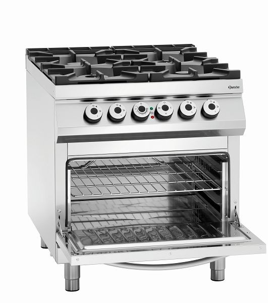 Bartscher Cuisinière à gaz 4 flammes, four électrique 2/1GN, 2952271
