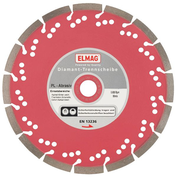 Disque diamant ELMAG 180 mm, PREMIUM LINE - ABRASIF (alésage : 25,4 mm), 61583