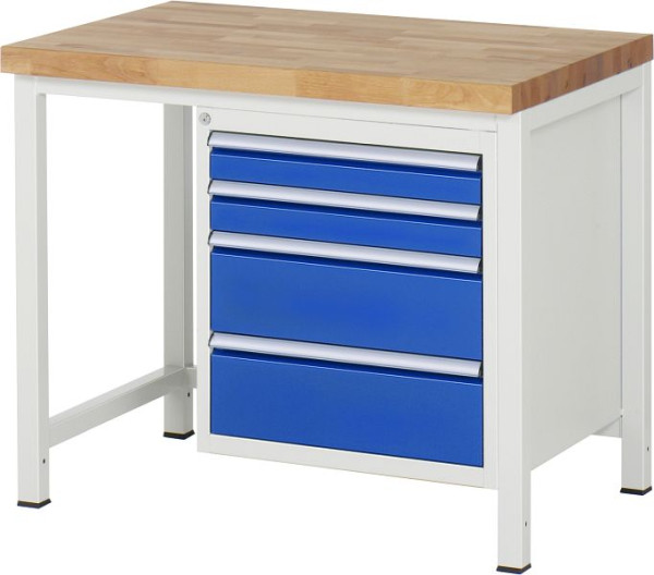 Etabli RAU série 8000 - modèle 8161, L1000 x P700 x H840-1040 mm, base système L995 x P650 x H800-1000 mm, 03-8161A1-107B4H.11