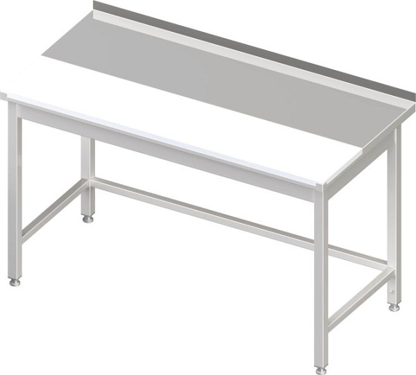 Table de travail Stalgast sans base, 1700x600x850 mm, avec plateau de découpe PE encastré, avec dosseret, soudé, VAT17614A