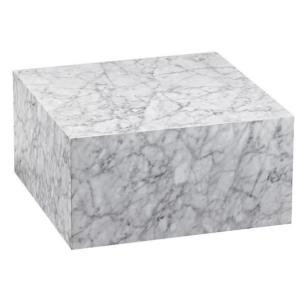 Wohnling table basse MONOBLOC 60 x 30 x 60 cm brillant aspect marbre blanc, WL6.320