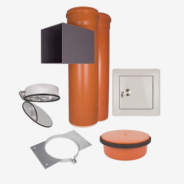 Système d'évacuation du linge HKW, kit complet 2, PVC, longueur de tige : 2,10 mètres, Ø 300 mm, 23006N