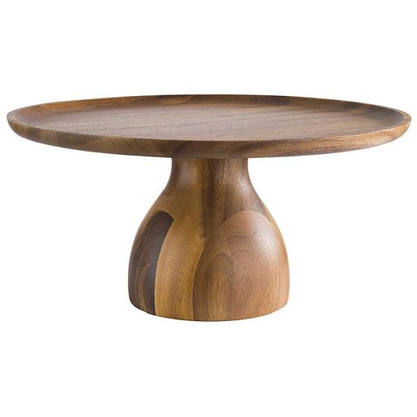 Assiette à service et à gâteau APS, Ø 33 cm, hauteur : 16 cm, bois d'acacia, fond adapté aux meubles, -ACACIA-, 33295