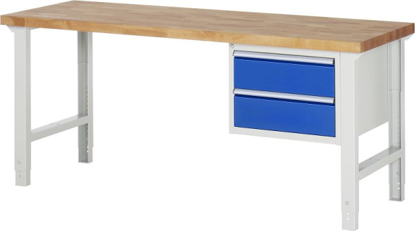 Etabli RAU série 7000 - modèle 7125, L2000 x P700 x H790-1140 mm, base système L2000 x P650 x H750-1100 mm, 03-7125A1-207B4H.11