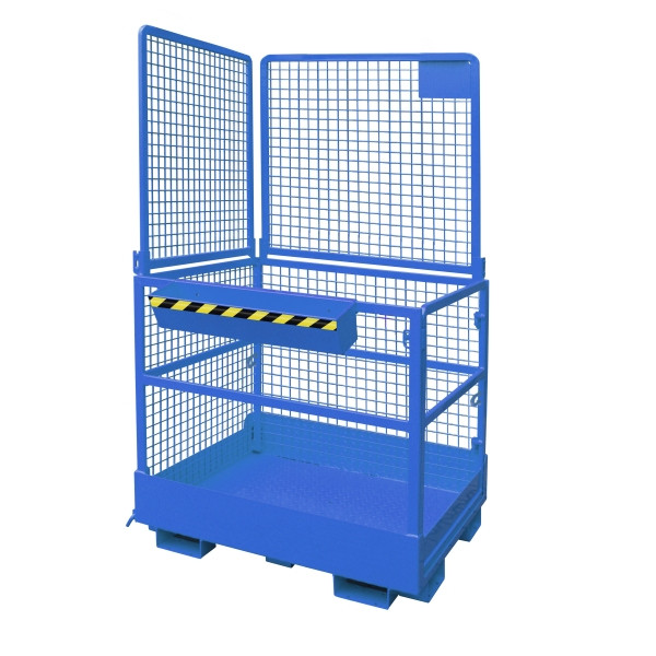 Panier de travail industriel Eichinger pour chariot élévateur 2 personnes, enregistrement côté large et étroit, bleu gentiane, 10730800000197