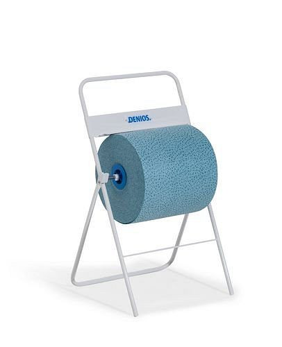 Support de déroulement DENIOS, étroit, pour rouleaux jusqu'à 40 cm de large, avec rail de déchirement, 116-637