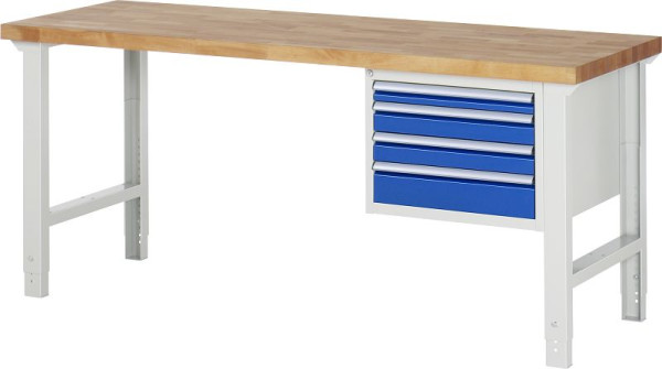 Etabli RAU série 7000 - modèle 7132, L2000 x P700 x H790-1140 mm, base système L2000 x P650 x H750-1100 mm, 03-7132A1-207B4H.11