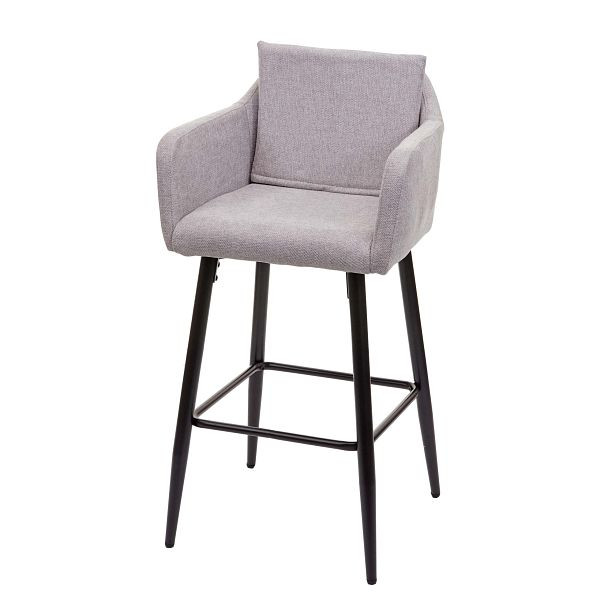 Tabouret de bar Mendler HWC-H93, tabouret de bar, repose-pieds en métal, tissu/textile gris clair, 74752