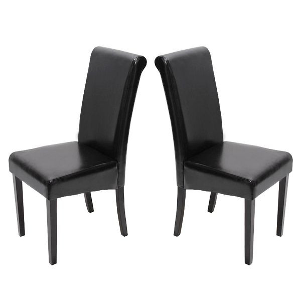 Mendler Ensemble de 2 chaises de salle à manger, chaises de cuisine, Novara II, cuir, noir, pieds foncés, 8316