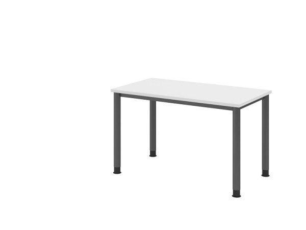 Bureau Hammerbacher HS612, 120 x 67 cm, plateau : blanc, épaisseur 25 mm, structure à 4 pieds en graphite, hauteur de travail 68,5-81 cm, VHS612/W/G