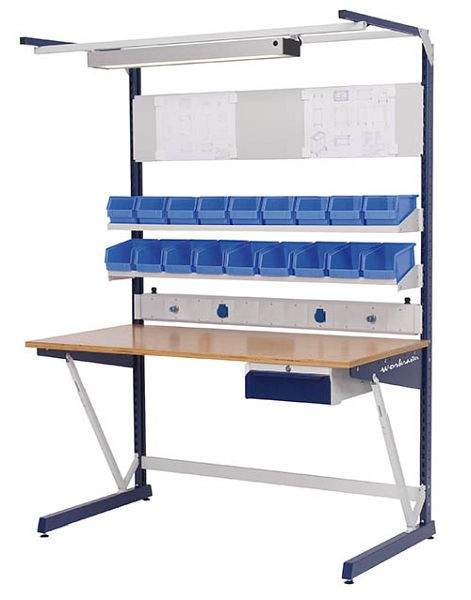 Bedrunka+Hirth workraster avec structure multi-parois et bloc de suspension, 1x canal d'énergie, 2x étagère, 1x paroi magnétique, 1500 x 800 x 2070 mm, 07.899.03