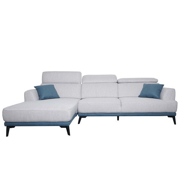 Mendler Sofa HWC-G44, canapé d'angle en forme de L 3 places, surface de couchage nosag suspension âme à ressorts ensachés réglable, gauche, gris clair, 71598+71599