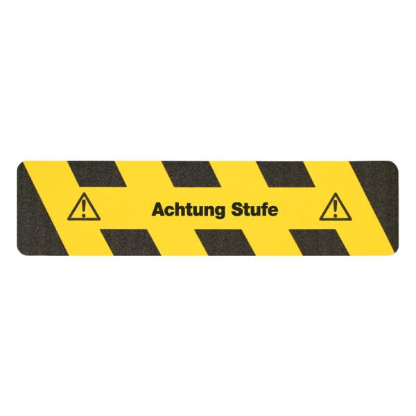 m2 revêtement antidérapant marquage d'avertissement noir/jaune avec texte &quot;Attention step&quot; bande 150x610mm, M131500610