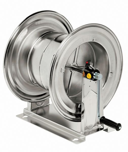 Enrouleur de tuyau Ebinger HM 710, tuyau max.85m - 20mm OD, boîtier en acier inoxydable, 20bar / 90 ° C (eau-air comprimé), 8.714.100