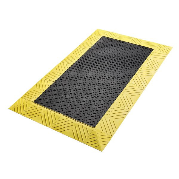 Notrax Diamond Flex Lok Tapis de travail solides ergonomiques anti-fatigue pour zones sèches Systèmes enfichables 621, Noir/Jaune, 76 cm x 152 cm, 621S3060BY