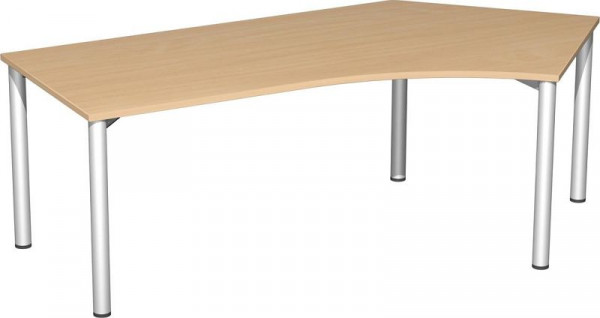 bureau geramöbel 135° droite hauteur fixe, 2166x1130x720, hêtre/argent, S-550316-BS