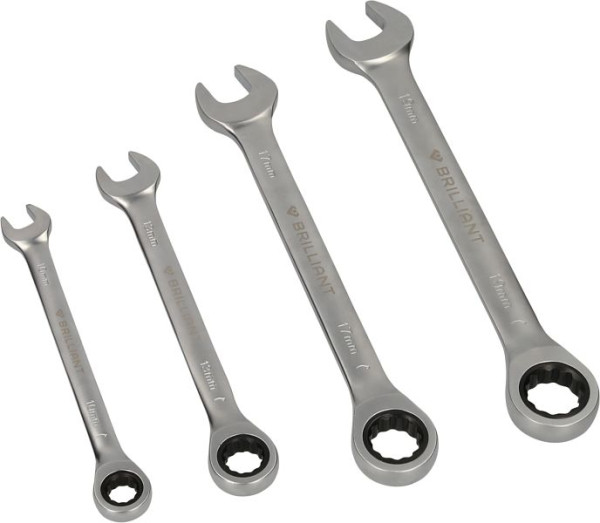 Brilliant Tools 4in1, clé polygonale à double cliquet, 10 x 13, 17 x 19 mm, BT013901
