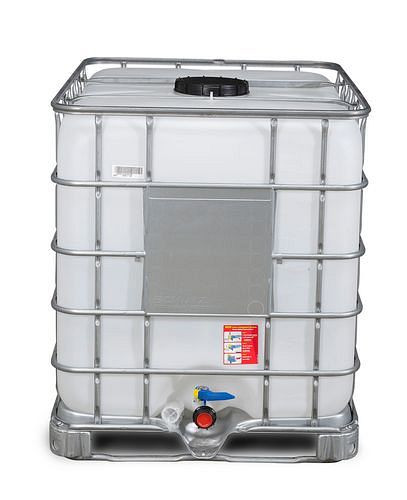 Conteneur pour marchandises dangereuses DENIOS Recobulk IBC, cadre en acier, 1000 l, ouverture NW225, sortie NW50, 266-198