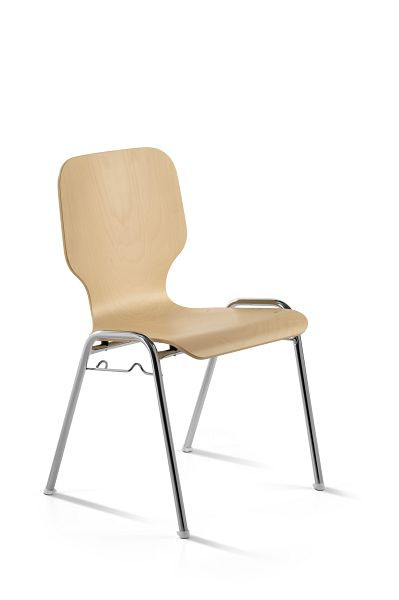 Mayer Sitzmöbel Chaise empilable myDARIO, assise en contreplaqué de hêtre, laqué naturel, structure chromée, 2115_01_91