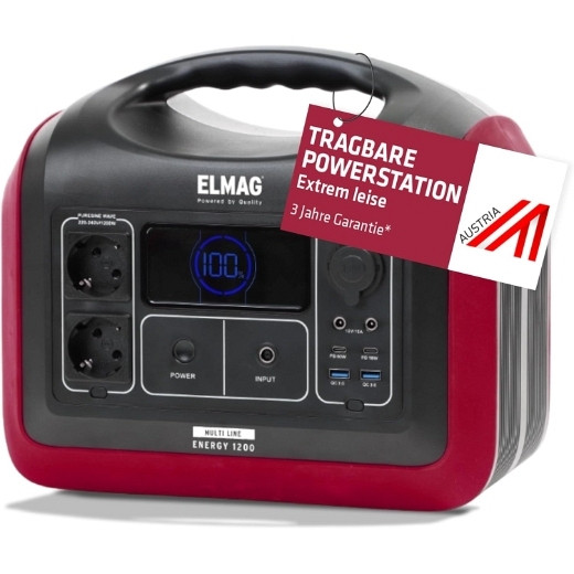 Centrale électrique portable ELMAG ENERGY 1200, 1200W, batterie LiFEPO4 de 992Wh, 52902