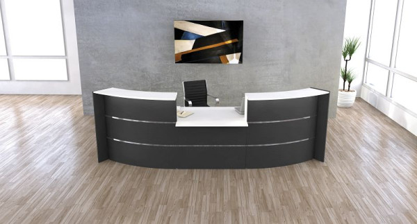 Comptoir courbé Kerkmann Bari avec module bas, L 3575 mm x P 1225 mm x H 1120 mm, coloris : anthracite, 21355413