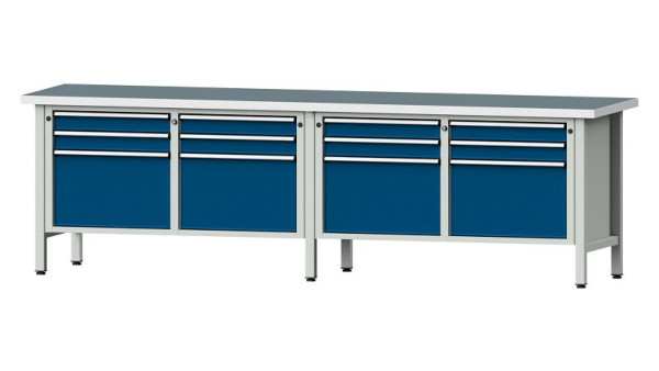 Établis ANKE Établi en caisson, modèle 233 V, 2800 x 700 x 840 mm, RAL 7035/5010, UBP 40 mm, 305.056