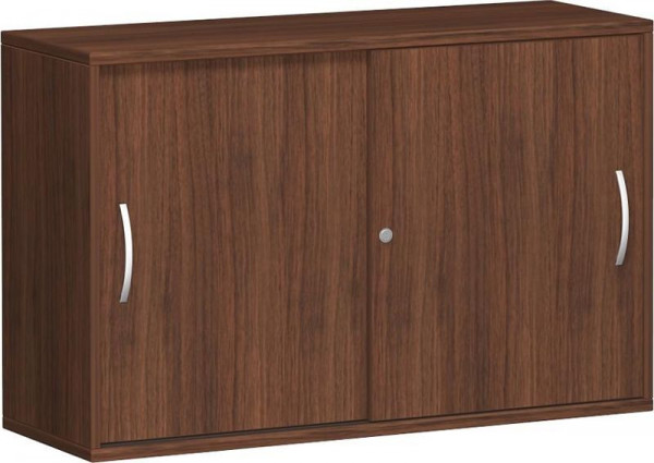 Armoire à portes coulissantes geramöbel avec panneau central, 2 étagères décoratives, avec pieds réglables, 1200x425x720, noyer/noyer, N-10S7212-NN