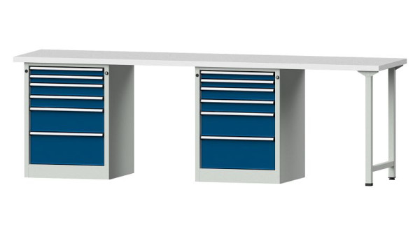 Établis ANKE Établi combiné, modèle 916 V, 2800 x 700 x 890 mm, RAL 7035/5010, KSP 40 mm, 415.149
