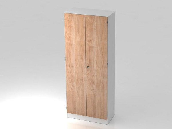 Armoire Hammerbacher 5OH avec panneau de plinthe poignée rayée blanc/noyer, 80x42x200,4 cm (LxPxH), V6100/W/N/SG