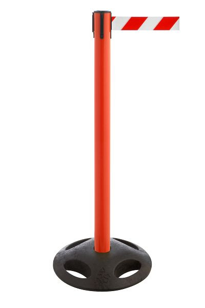 Poteau de barrière RS-GUIDESYSTEMS avec ceinture, poteau : rouge / ceinture : rayures diagonales rouges et blanches, longueur de la ceinture : 4,0 m, poids : 8 kg, GLA 25-D/13-4.0