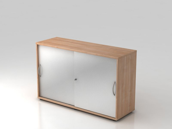 Armoire à portes coulissantes Hammerbacher 2OH 120 cm poignée arquée noyer/argent, 120x40x74,8 cm (LxPxH), V1752S/N/S/BM