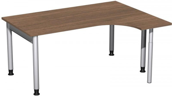 Bureau PC geramöbel droit, réglable en hauteur, 1600x1200x680-820, noyer/argent, N-657307-NS