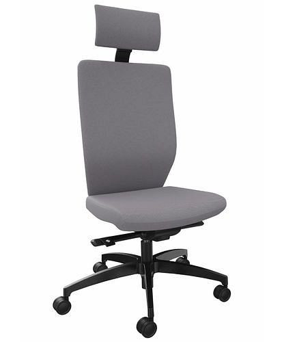 Siège de bureau opérateur DENIOS Stilo ES, technologie Syncro-Quickshift, support de nuque, gris, 292419