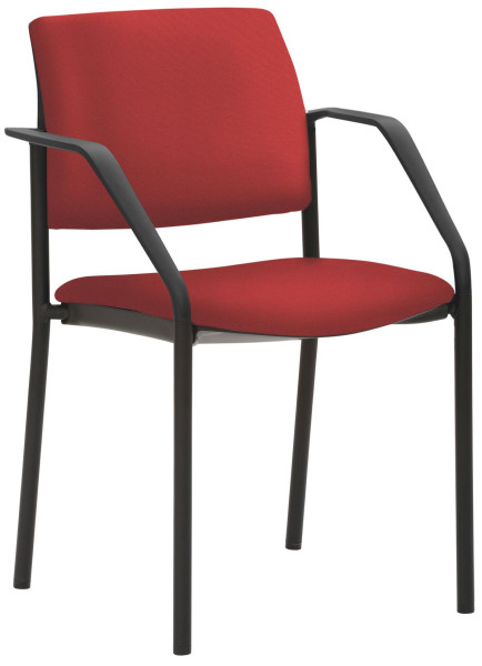 Mayer Sitzmöbel chaise empilable, structure à 4 pieds noir, avec accoudoirs, rouge cerise, 2518_V3_A_30611