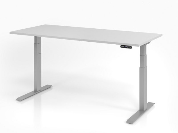 Bureau Hammerbacher XDKB19, 180 x 80 cm, plateau : gris, épaisseur 25 mm, chant épais en ABS, forme rectangulaire, VXDKB19/5/S