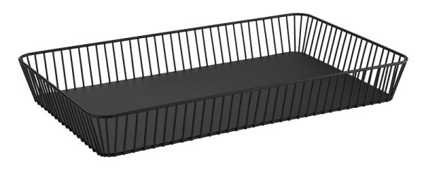 Panier APS GN 1/1 -URBAN-, 53 x 32,5 cm, hauteur : 7,5 cm, métal, noir, avec pieds antidérapants, 30414