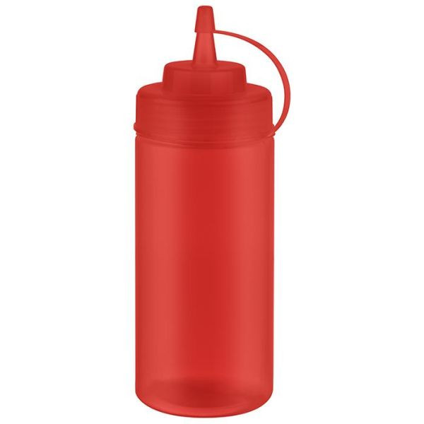Flacons compressibles APS, paquet de 6, Ø 7 cm, hauteur : 20 cm, 490 ml, polyéthylène, rouge, avec couvercle à vis, avec bouchon, ouverture de remplissage : Ø 5,5 cm, 93255