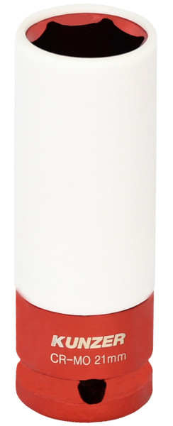 Kunzer Insert pour écrou de roue à percussion 1/2", 21 mm, longueur 85 mm (rouge), 812RK21