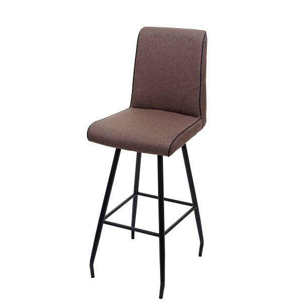 Mendler tabouret de bar HWC-H72, tabouret de bar tabouret de comptoir, repose-pieds acier tissu/textile, marron, 73944