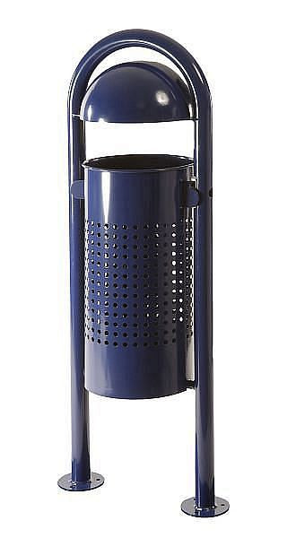 Poubelle sur pied Renner environ 40 L (sans cendrier), avec couvercle hémisphérique, galvanisé à chaud, perforé, 7029-31FV