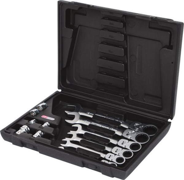 KS Tools Jeu de clés mixtes à cliquet GEARplus, 12 pièces, verrouillables avec adaptateur, 503.4867