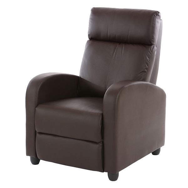 Mendler fauteuil TV fauteuil relax fauteuil lounge Denver, simili cuir, marron, 28720