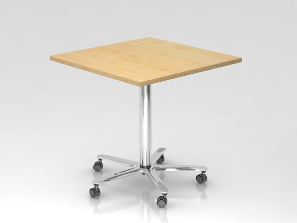 Table élévatrice colonne Hammerbacher 80x80cm érable/chrome, cadre chromé, VST88/3/C