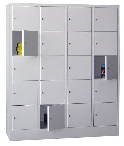 Armoire vestiaire Pavoy avec base 1850/500/1600, 4l x 5h, serrure à cylindre, largeur de compartiment 400, portes lisses, 61265-454-401-910905