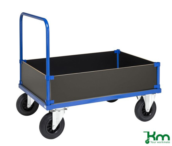 Chariot à bagages Kongamek, 2 roues avec freins, 1000x700x900mm, bords bas, revêtement en poudre bleu, KM435-2LB