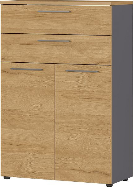 GERMANIA GW-AGENDA classeur à deux tiroirs et deux portes 4233 Graphite/Grandson Oak Effect, 4233-564
